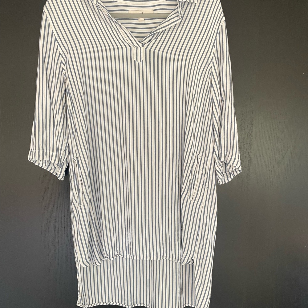 Lange Navy and White Striped Top